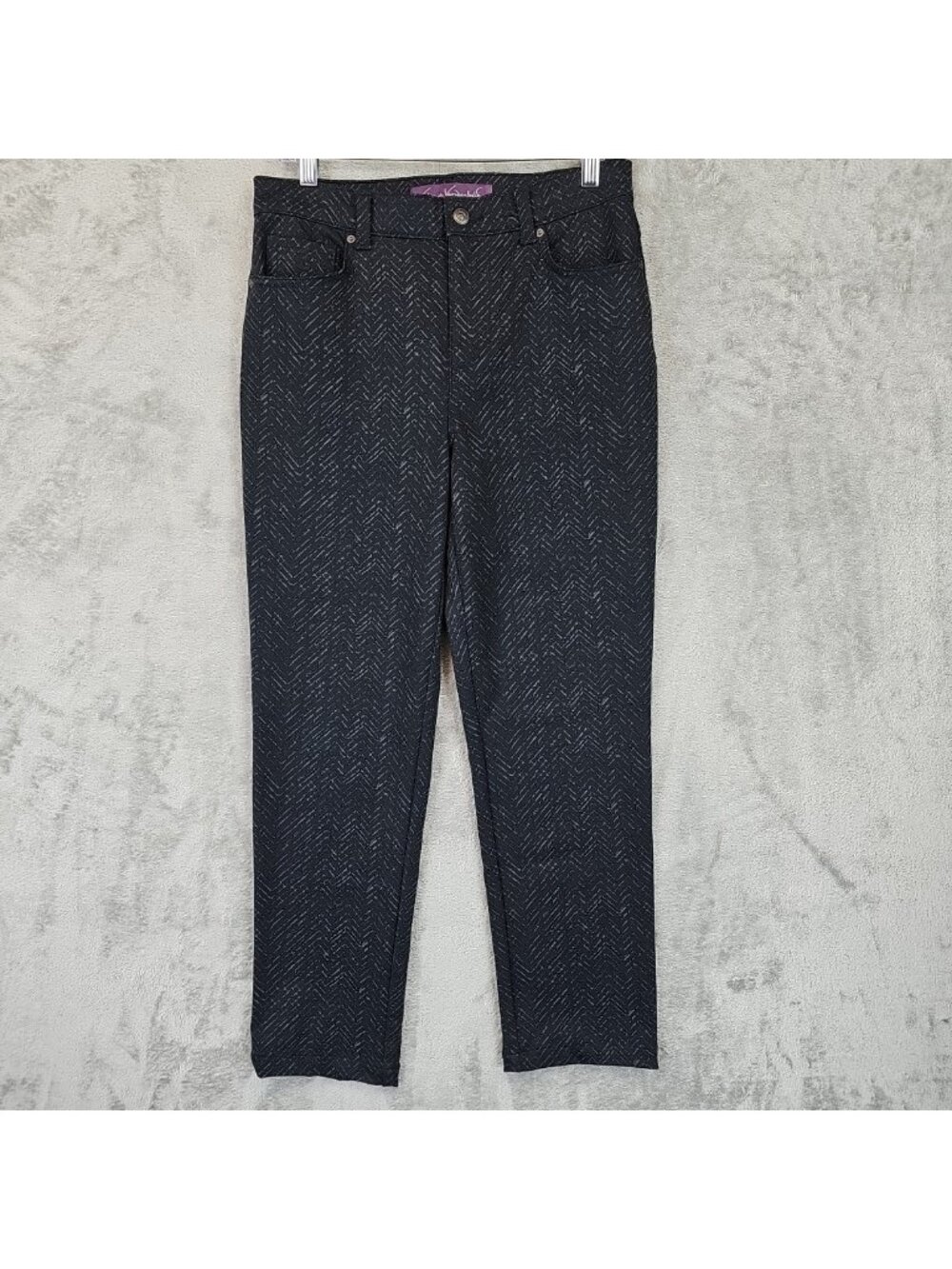 Gloria Vanderbilt Pants Womens Size 8 Black Chevron Amanda Tapered Stretch